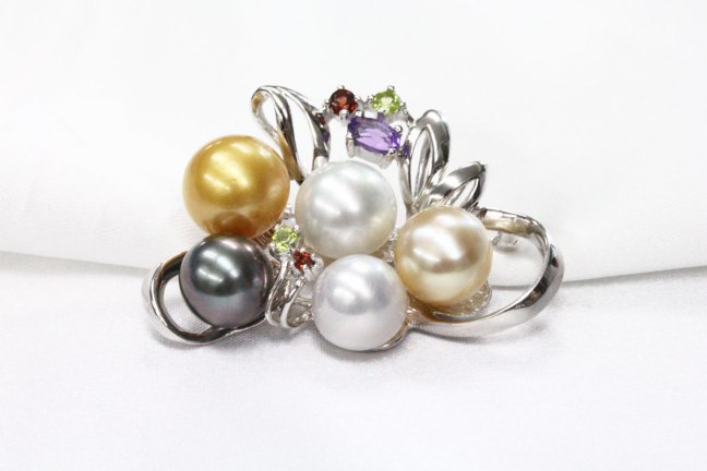 multi-color pearl brooch